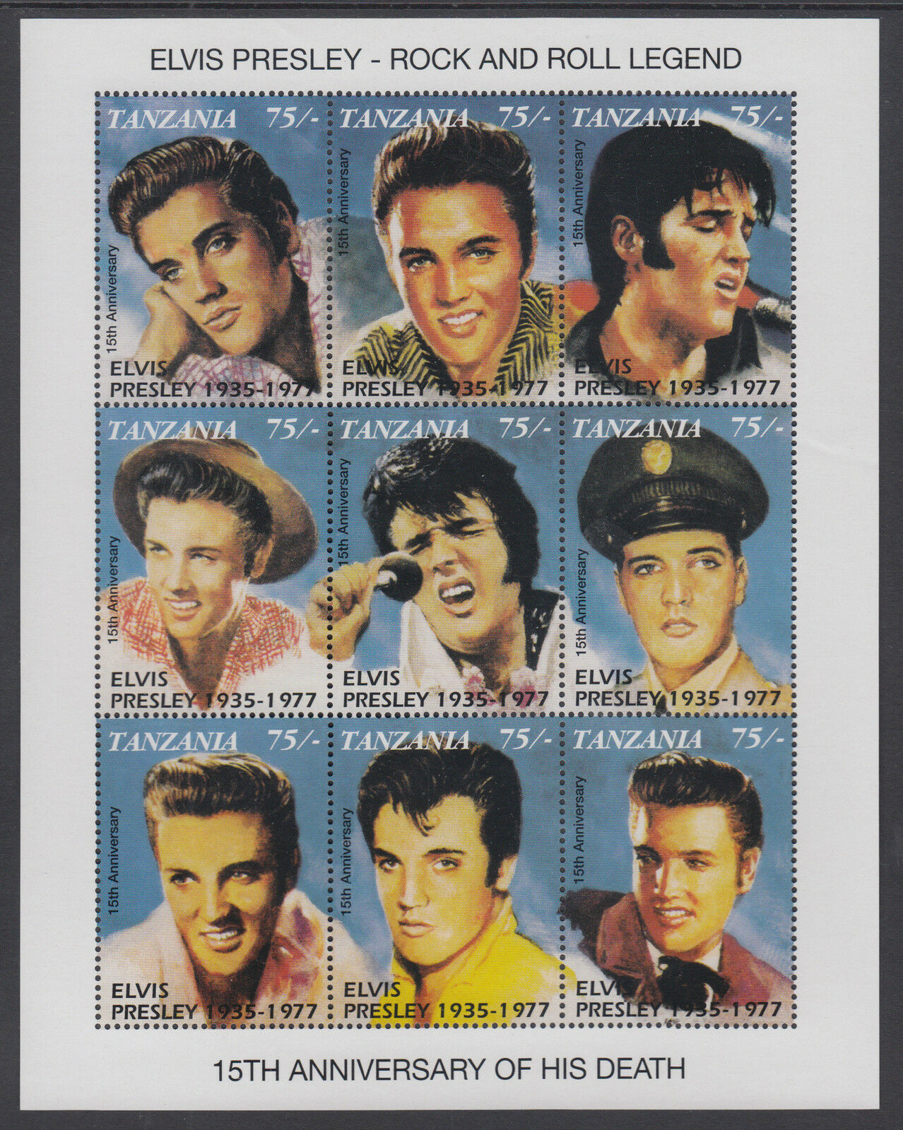 Tanzania Sc 808-811 Mnh. 1992 Entertainers, 4 Sheets Of 9 Different Vf. Elvis
