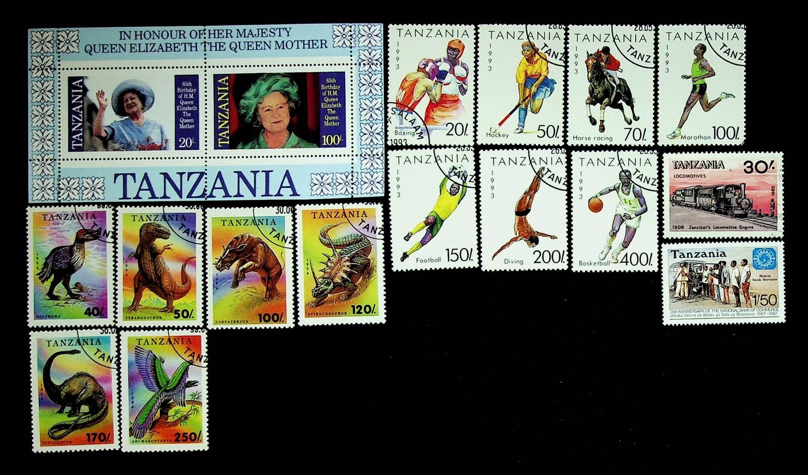 Tanzania Her Majesty Qe Ii Prehistoric Animals Football Sheet+15v Mint+used Set