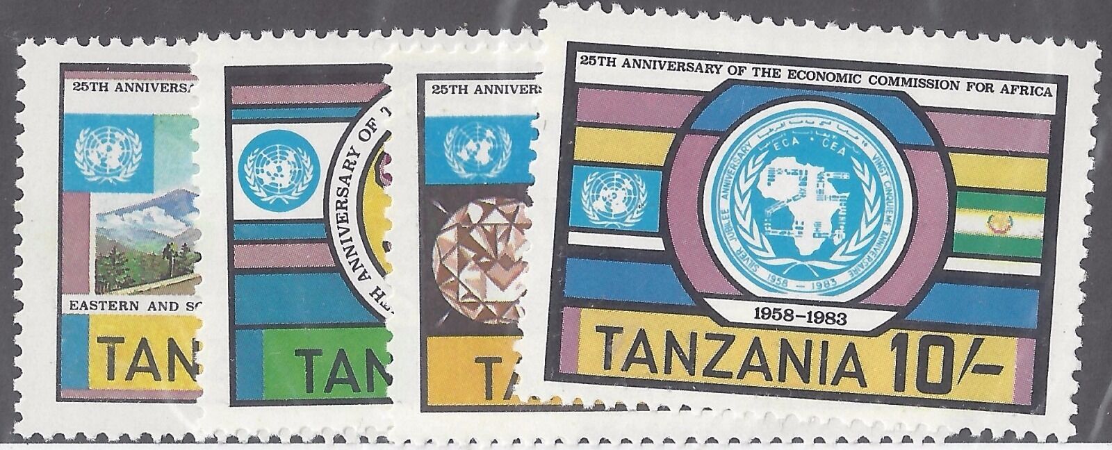 Tanzania Sc#225-8 Mnh 25th Anniv Economic Commission For Africa