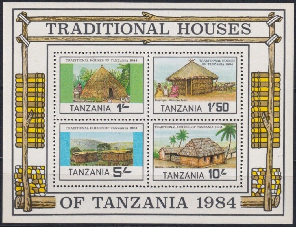 F-ex23149 Tanzania Mnh 1984 Sheet Traditional House Folklore.
